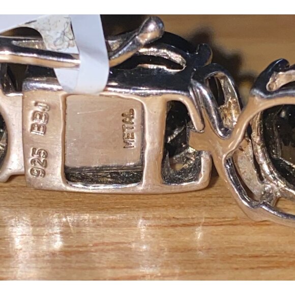 Black 14.4g Sterling Silver BBJ Round Brilliant Cut Black Glass Stone Bracelet 8 - Picture 10 of 10